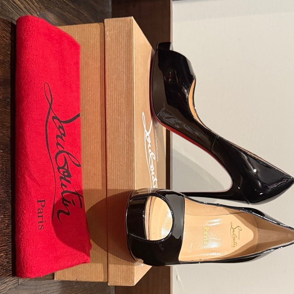 Christian Louboutin Black Peep Toe Heels - Picture 1 of 16
